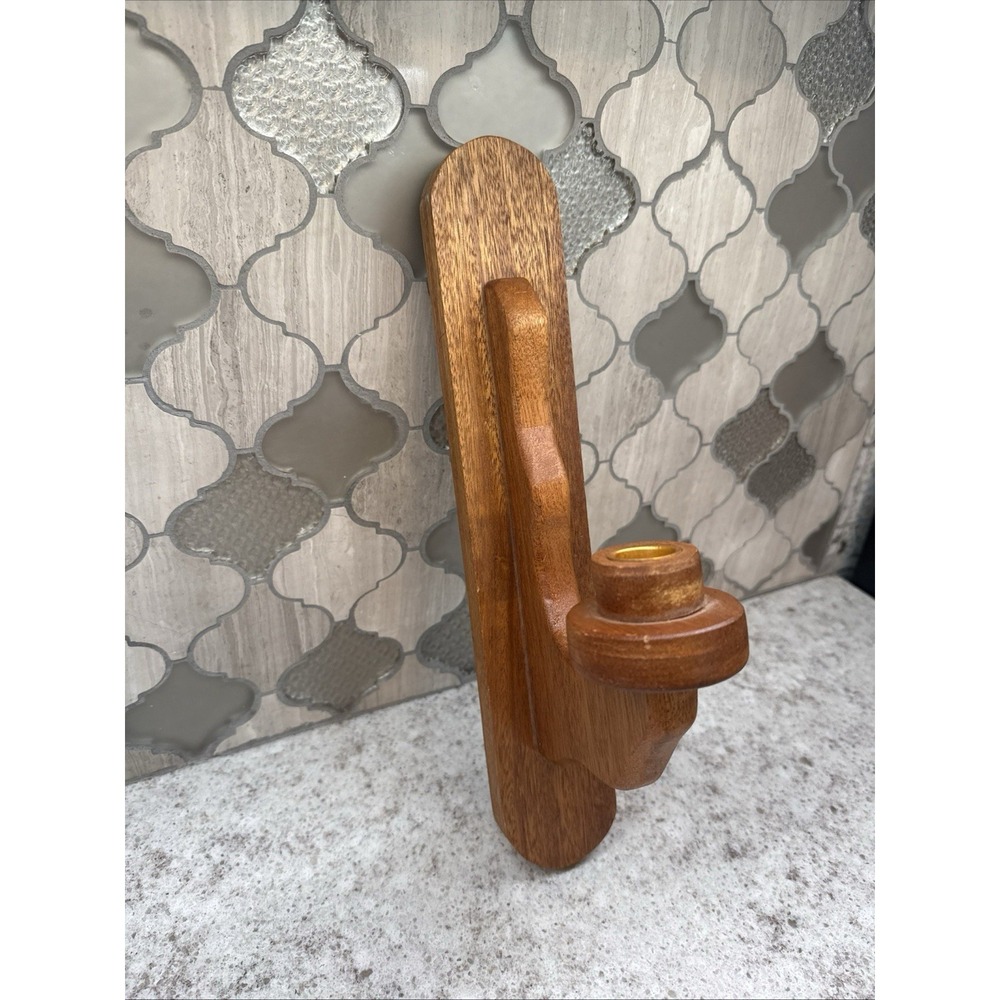 Primitive Wooden Wall‎ Candle Stick Holder Sconce Home Decor Country Farm 14"
